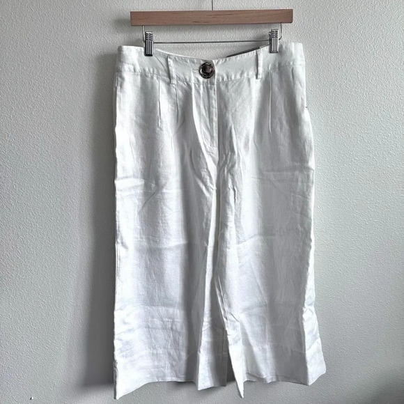 SOFT SURROUNDINGS | NWT White Cropped Wide Leg Pants 100% Linen | Size 14 Petite - Picture 2 of 10